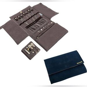Jewelry travel organizer foldable w/multiple compartments. Navy Blue. NWT. Gift!